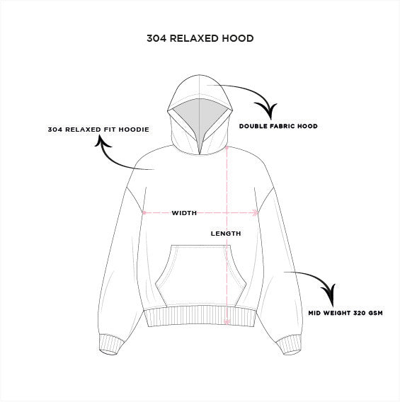 304 Relaxed Fit Hoodie dimensions